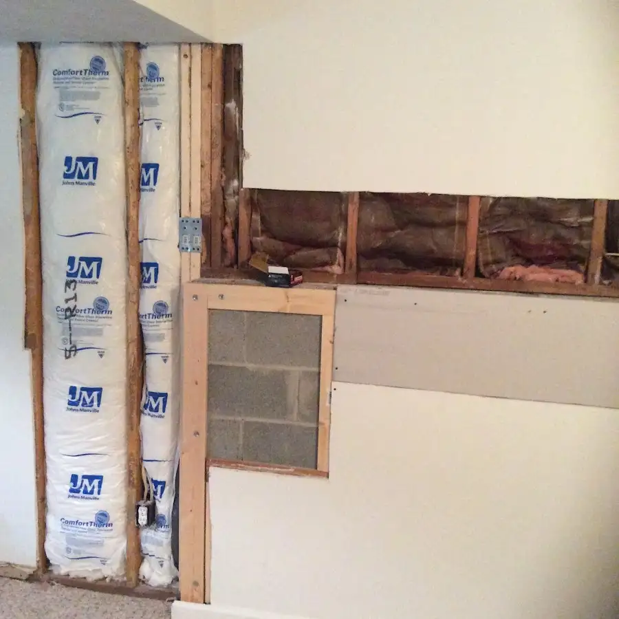 Wall insulation replacement during Basement Flood Cleanup in Dunlap